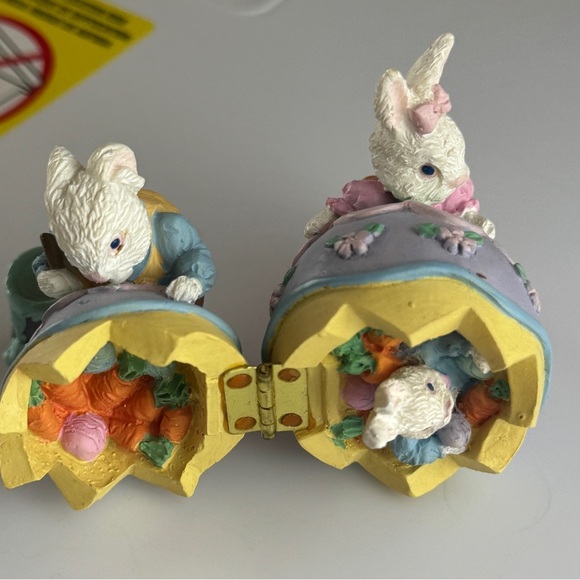 Pastel Easter Bunny Figurine with Egg miniature - Picture 2 of 10